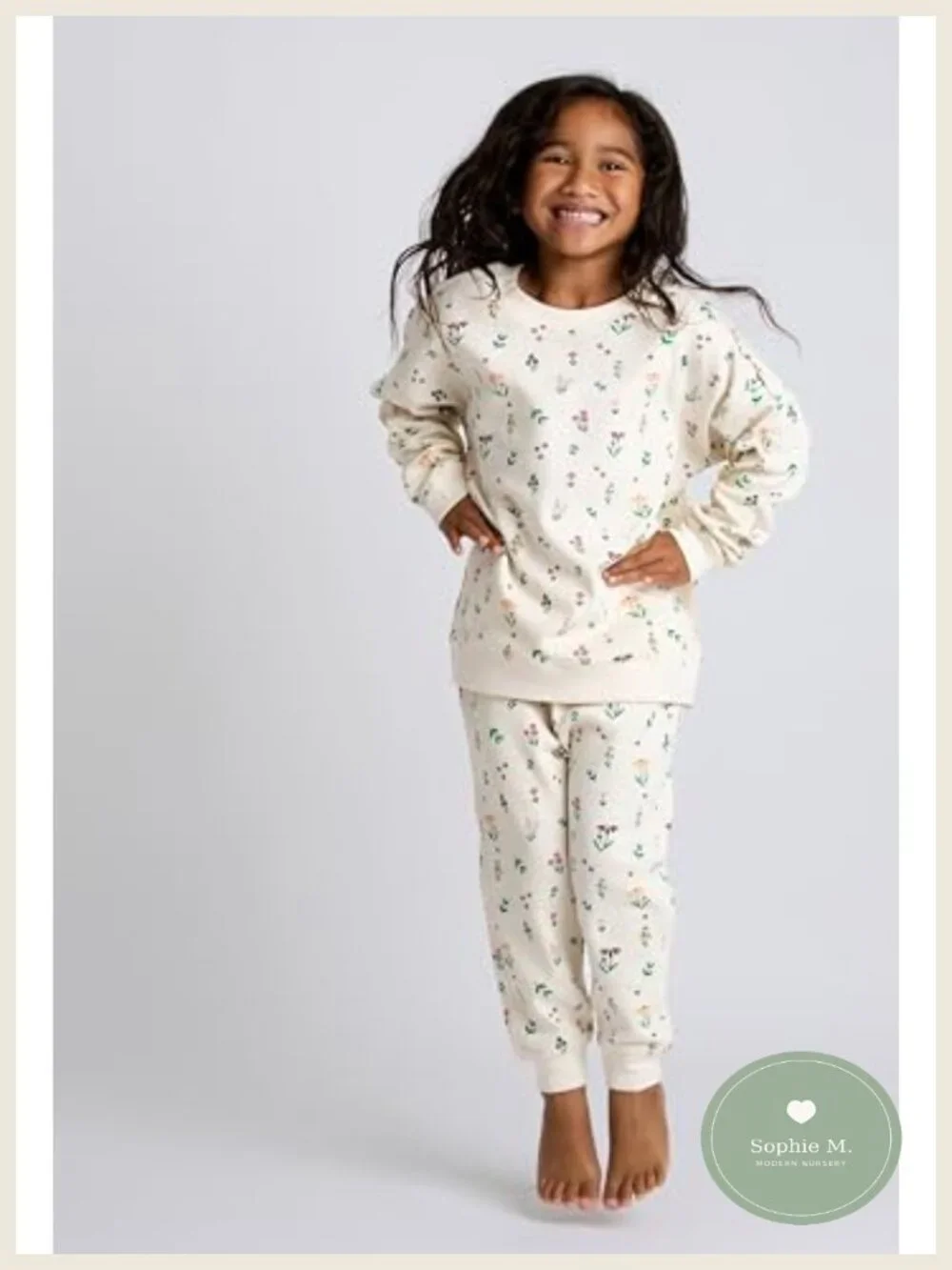 Girls Organic Cotton Fleece Sweatsuit 2-Piece Pullover Jogger